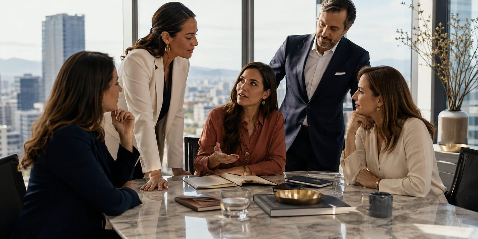 Equipo ejecutivo en sesión de trabajo